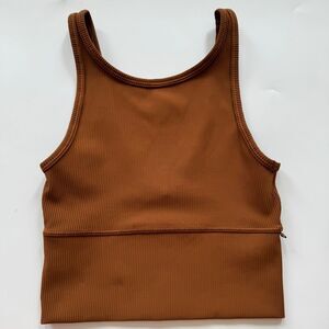 Lululemon Power Pivot Tank Rib Brown Luxtreme Crop Long Line Size XS / Small